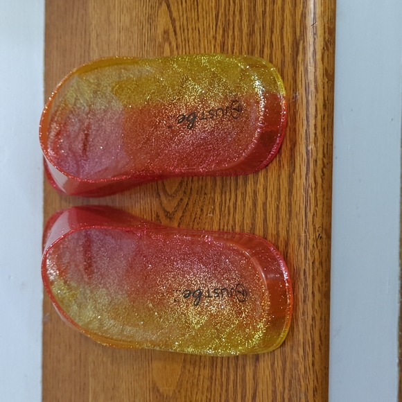 Just Be women's sandals red and yellow sparkles size 7 - Picture 6 of 6